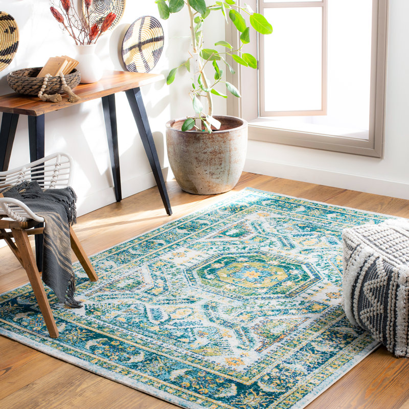 Fleeman Oriental Indoor Rug, Rectangle 6'7" x 9'