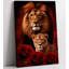 Lion Canvas Wall Art Lion And Lioness Decor Rose Flower Picture Animal Painting Contemporary Artwork-430085347
