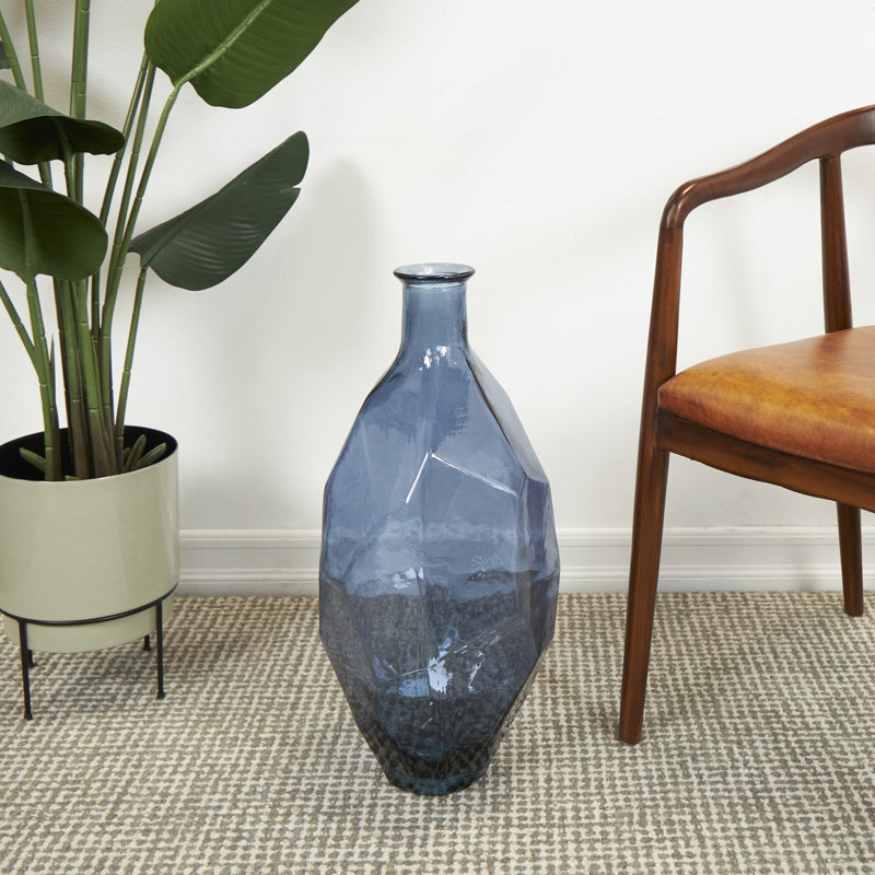 Vase de plancher en verre Hollomon, Blue, H 23,55 po x l 10,15 po x P 10,5 po