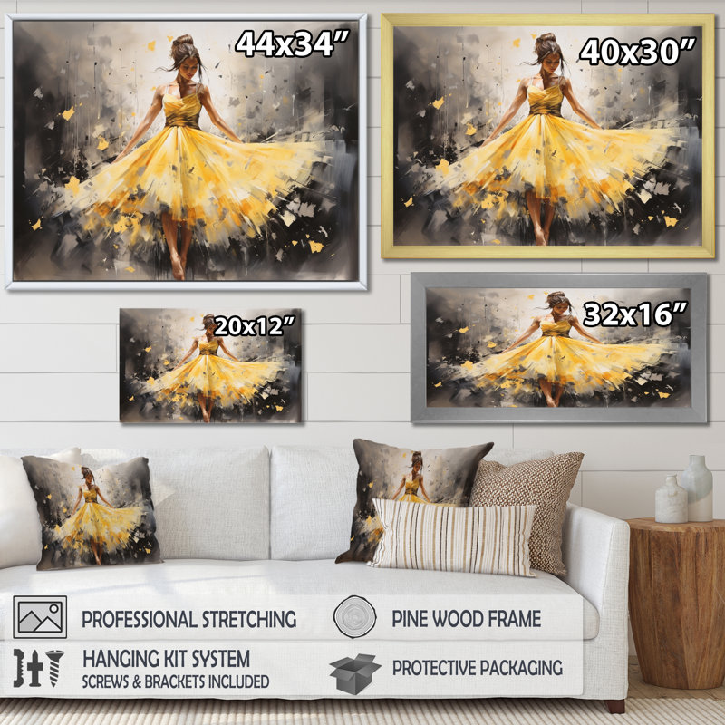 Yellow Ballet Dance, reproduction d'art sur toile, H 30 po x l 40 po x P 1,5 po, Toile tendue
