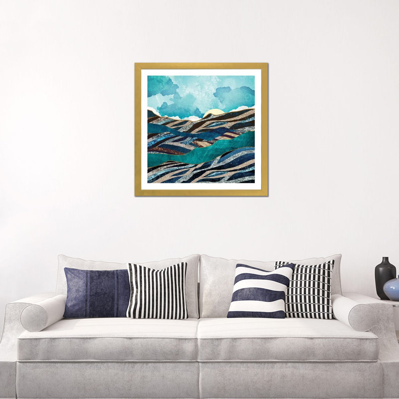 New Day - impression d'art graphique, 24" H x 24" W x 1" D, Blanc, Gold Framed Paper