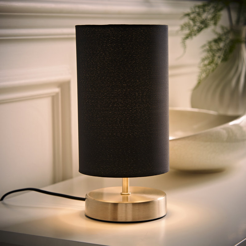 Romica Metal Table Lamp, Brushed Chrome, Yes, Black