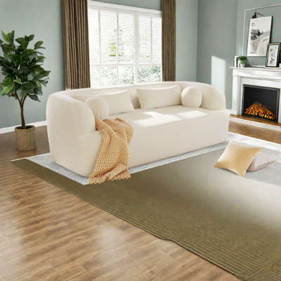 Luxury Chenille 3-seater Sofa, Modern Curved Design For Home