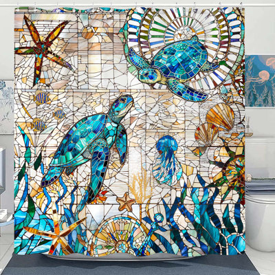 Rideau de douche avec crochets Ocean
