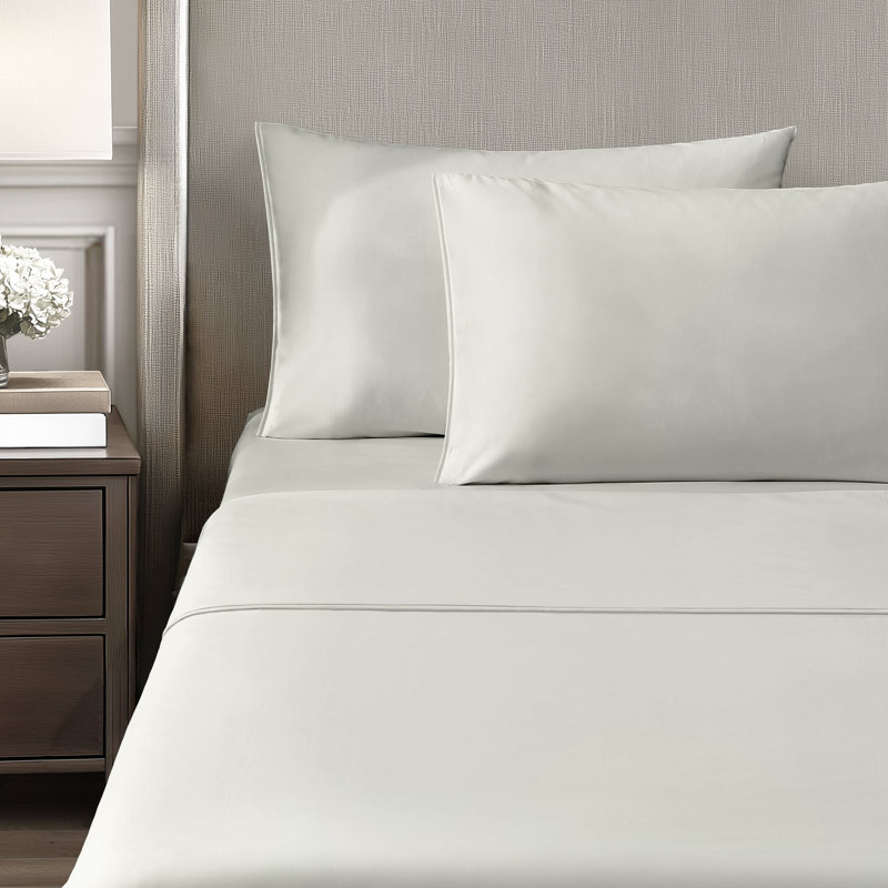 Silken Sateen TENCEL Sheet Set, Twin Extra Long Sheet Set with 1 Pillowcase, White