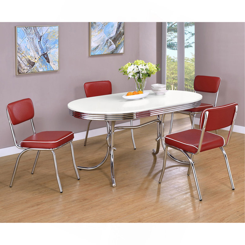 Ensemble de table de salle à manger ovale, Rouge
