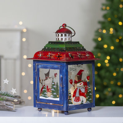 Lanterne de Noël verte, verte et bleue