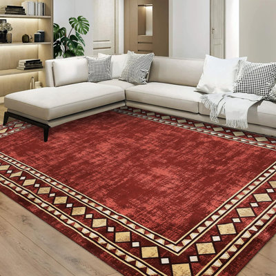 Rugs for Living Room Washable Rug for Bedroom Scalloped Area Rugs Stain Resistant Modern Soft Folding Throw Carpet Low Pile Floor Cover for Nursery Playroom