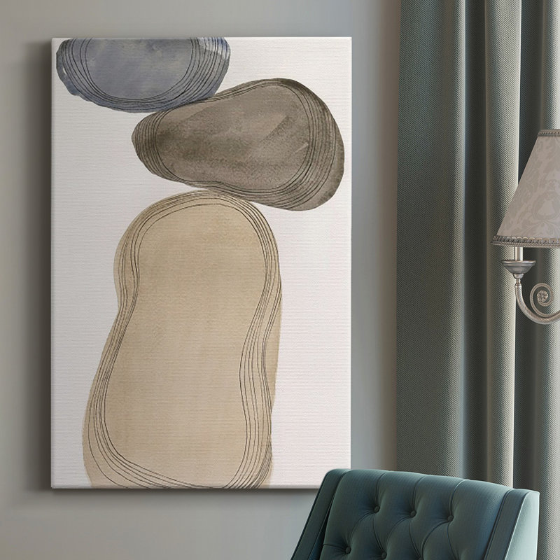 River Rocks Contour I, toile tendue avec châssis de qualité supérieure - prête à être accrochée, H 60 po x l 40 po x P 1 po