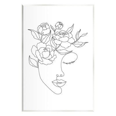 Art floral sur plaque de visage de femme avec griffonnage par JJ Design House LLC