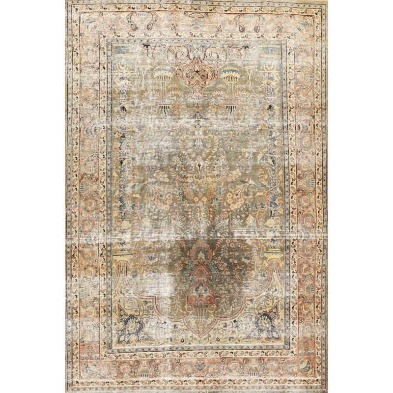 Tapis de surface beige en laine touffeté à la main Rosenblum