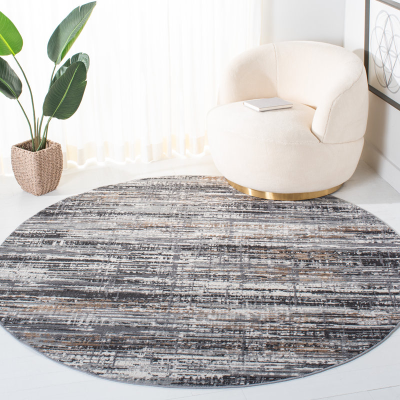 Cathlin 100 Performance Abstract Rug, Round 6'7"