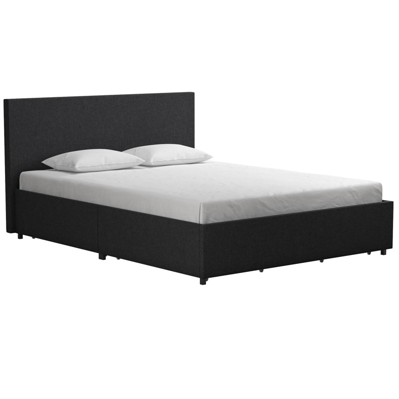 Upholstered Storage Bed, Double (4'6), Dark Grey