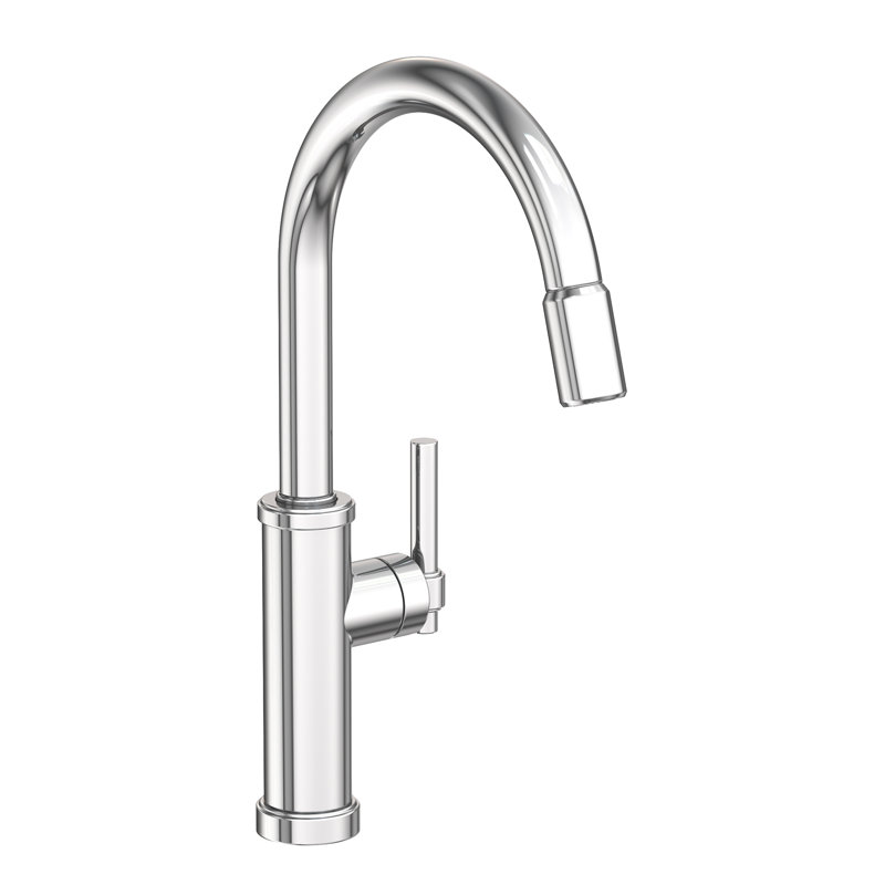 Seager Single Handle Pull Down Kitchen Faucet, Polished Chrome