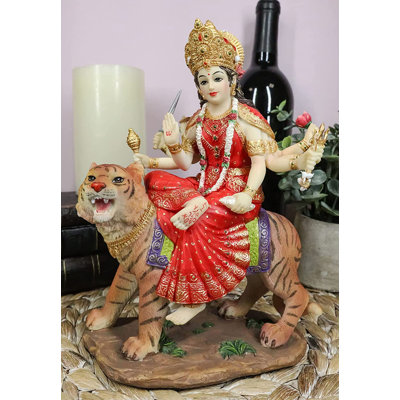 Edivaldo Hindu Goddess Durga Wearing Sari Riding on Tiger