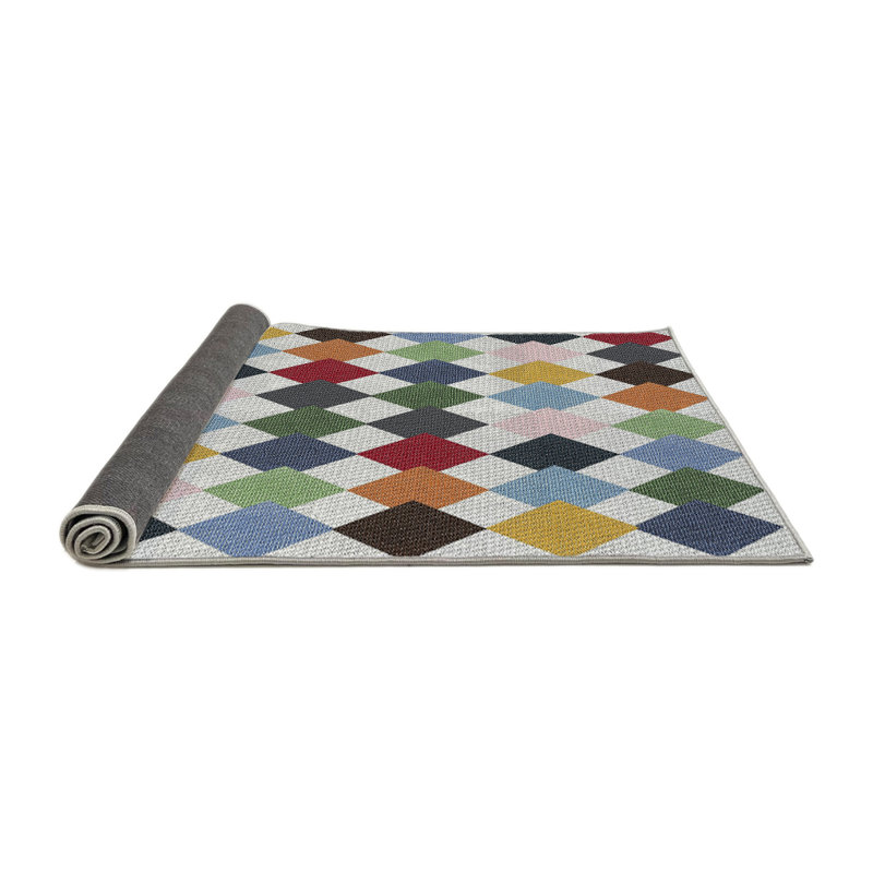 Tapis géométrique rouge / brun, Rond 4 pi