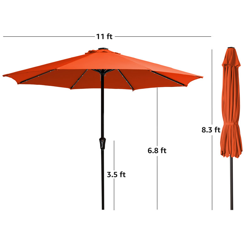 Parasol de marché avec manivelle Beka, Orange, H 99,6 po x l 132 po x P 132 po