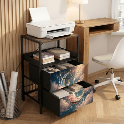 Table de chevet 2 tiroirs avec station de charge, table de chevet de chambre à coucher avec ports USB et prises USB