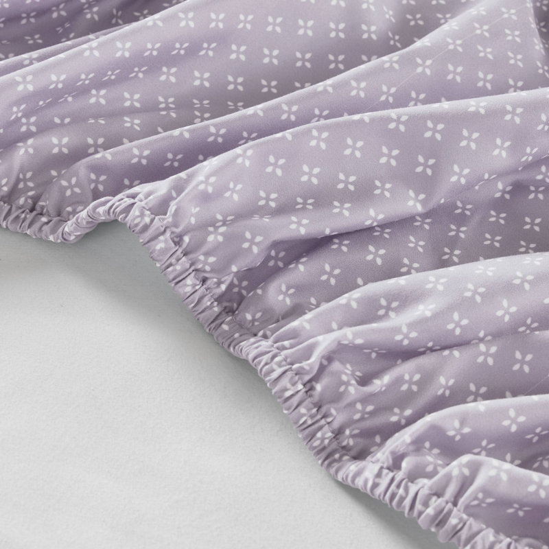 Ensemble d'édredon floral avec draps Luna, Édredon simple + 1 taie décorative + 1 taie d'or, Taupe