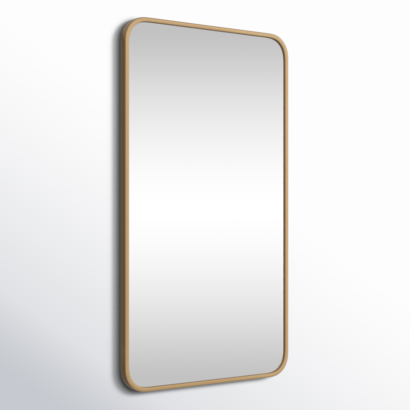 Sabine Metal Rounded Rectangle Wall Mirror, 36" x 20", Brass