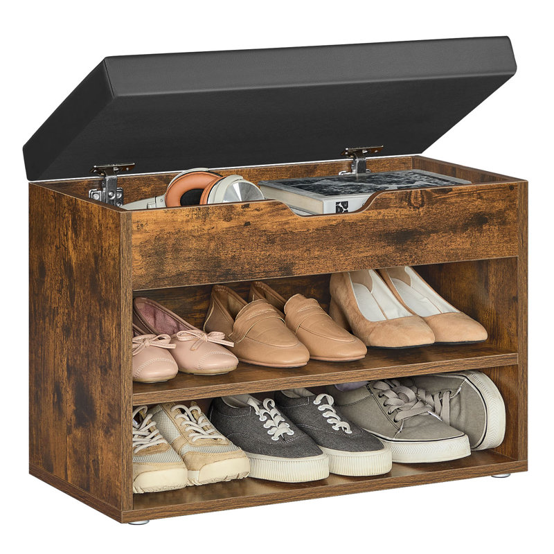 Saer Storage Bench, Black, Rustic Brown