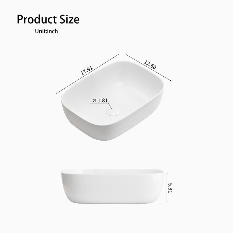 Bathroom Small Sink Countertop Ceramic Oval Rectangular Bathroom Vanity Washbasin