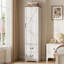 Armoire-penderie de 71 po de hauteur, armoire rustique étroite en bois pour vêtements avec porte simple