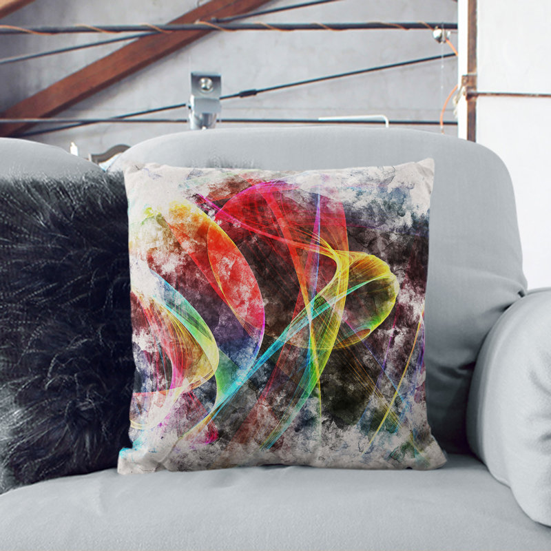 Rainbow Smoke Vol (2) Square Throw Cushion, 40cm H x 40cm W x 15cm D, Black