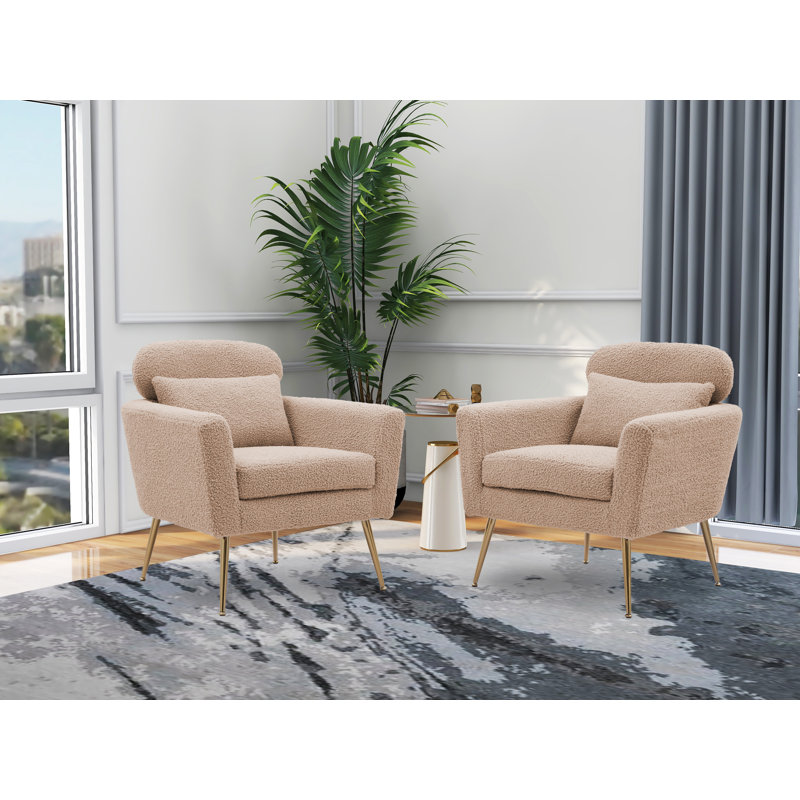 Fauteuil de 75,18 cm de large, Tissu clair brun clair bouclé