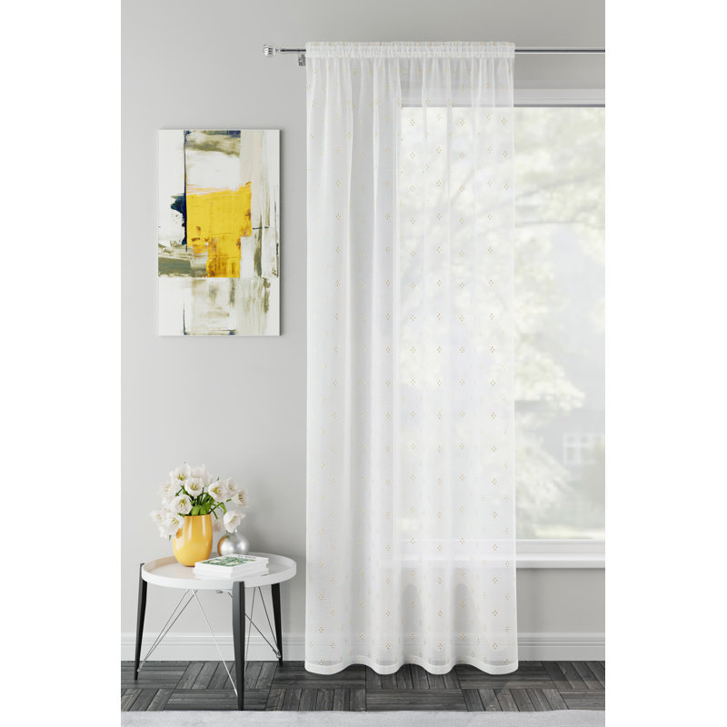 Motyka Sheer Curtain Single Panel, 140 x 137 cm, Gold