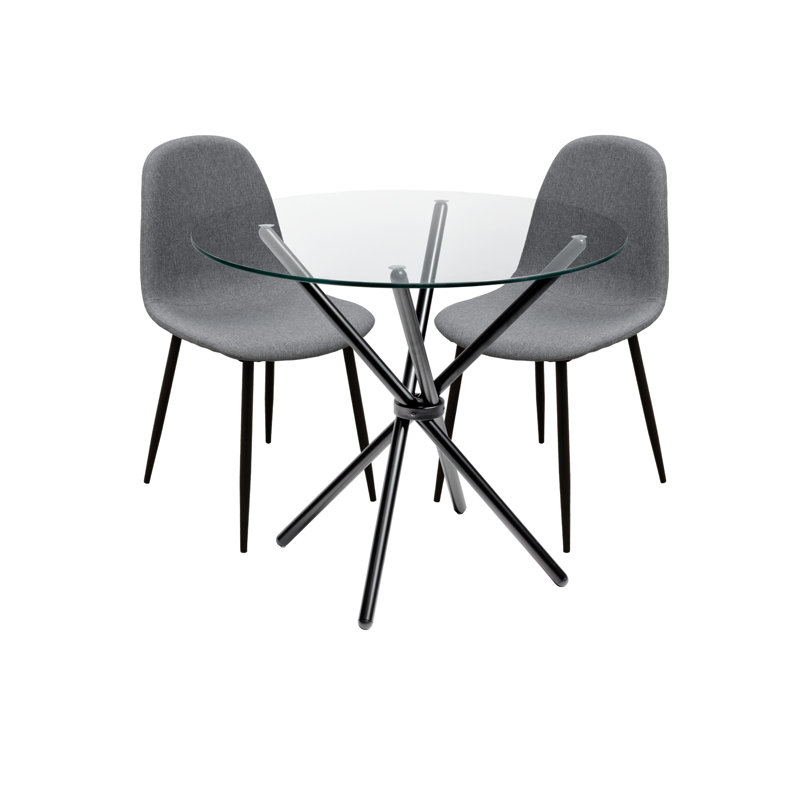 Quintan 2 -Person Dining Set, Grey, Black
