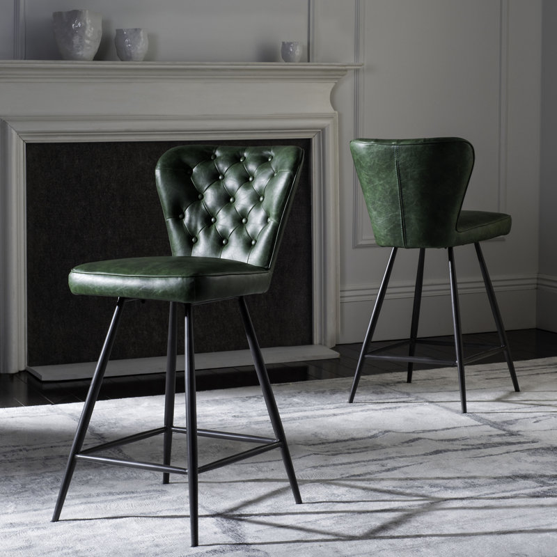 Tabouret de bar Rickman, Vert, Tabouret de comptoir (siège d'une hauteur de 25,9