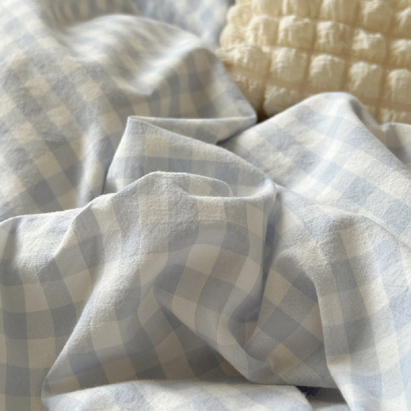 Ensemble de literie à carreaux Nhooroom, Housse de couette pour très grand lit et 2 taies, Bleu