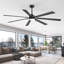 Ventilateur de plafond de 72 po avec lumière et télécommande, moteur CC silencieux et réversible à 6 vitesses, DEL 3CCT, fini noir/noyer