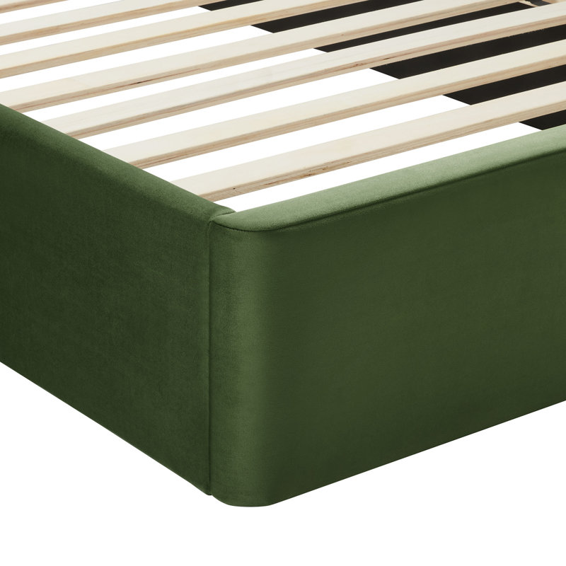 Solana Arched Performance Velvet Platform Bed, Moss Green, Full