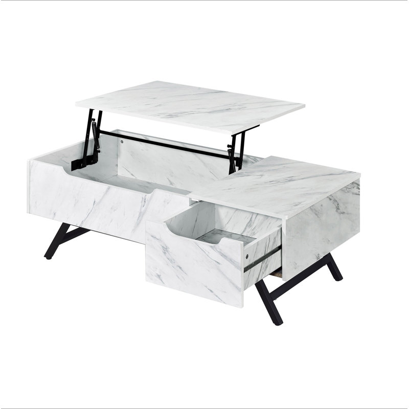 Table basse blanche avec plateau relevable