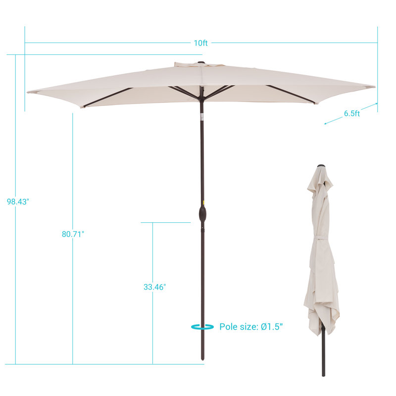 Parasol d'extérieur rectangulaire de 10 pi x 6,5 pi Mirela, Sable