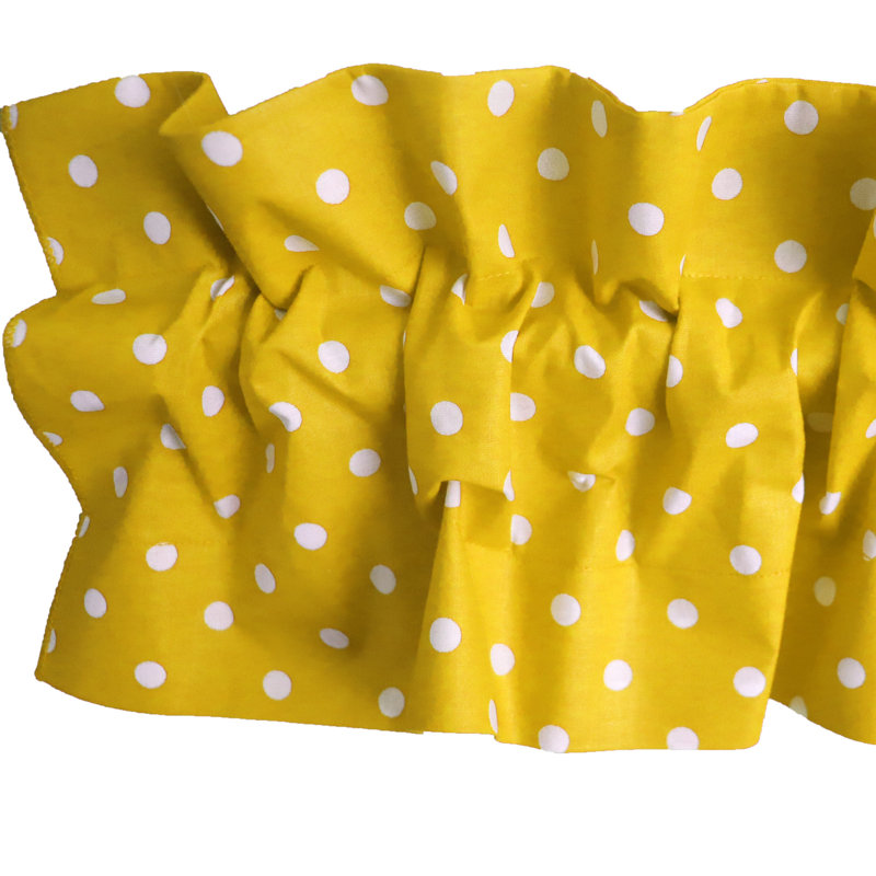 Cantonnière sur mesure en mélange de coton à pois, L 58 po x L 5 po, Jaune/blanc
