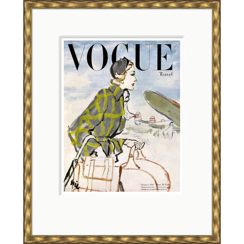 Vogue Cover, Travelling With Fashion, Carl Erickson, January 1, 1947 Print by Condé Nast, Gold