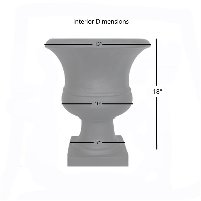 Alojzij Durable Plastic Urn Planter, Black, 18.5" H x 15.5" W x 9" D
