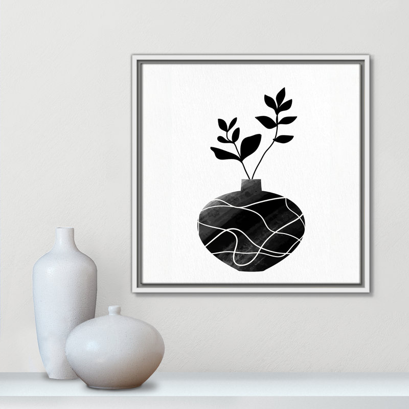 Vase noir I - reproduction carrée par Kimberly Allen, Blanc, H 17,5 po x l 17,5 po