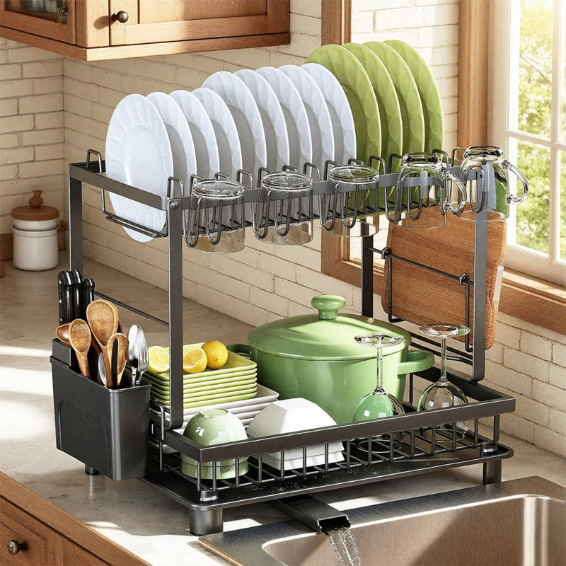 Steel Two Tier Dish Rack