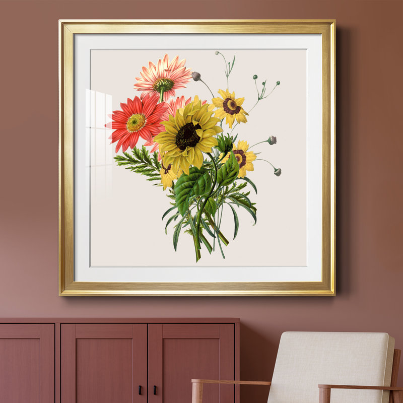 Arrangement de tournesol - peinture encadrée, H 30,5 po x l 30,5 po x P 1,5 po, Cadre doré