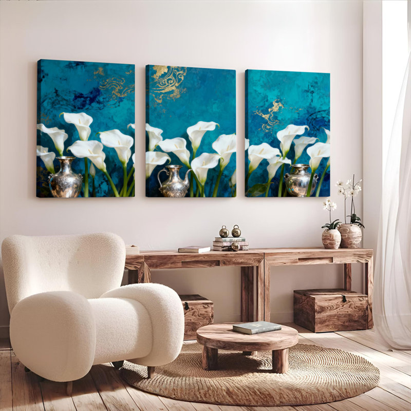 Ensemble de 3 toiles de fond imprimées., H 30 po x l 60 po