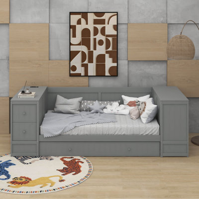Daybed With Storage Arms, Trundle And Charging Station