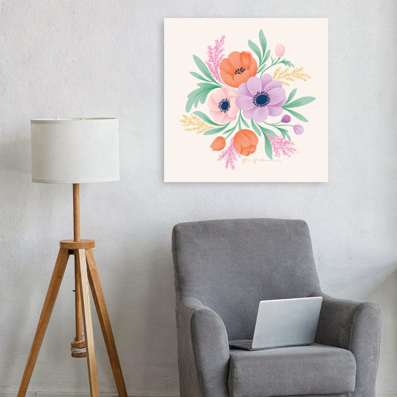 «Spring Blooms II Abstract Contemporary Flower Landscape», reproduction d'art mural, H 24 po x l 24 po