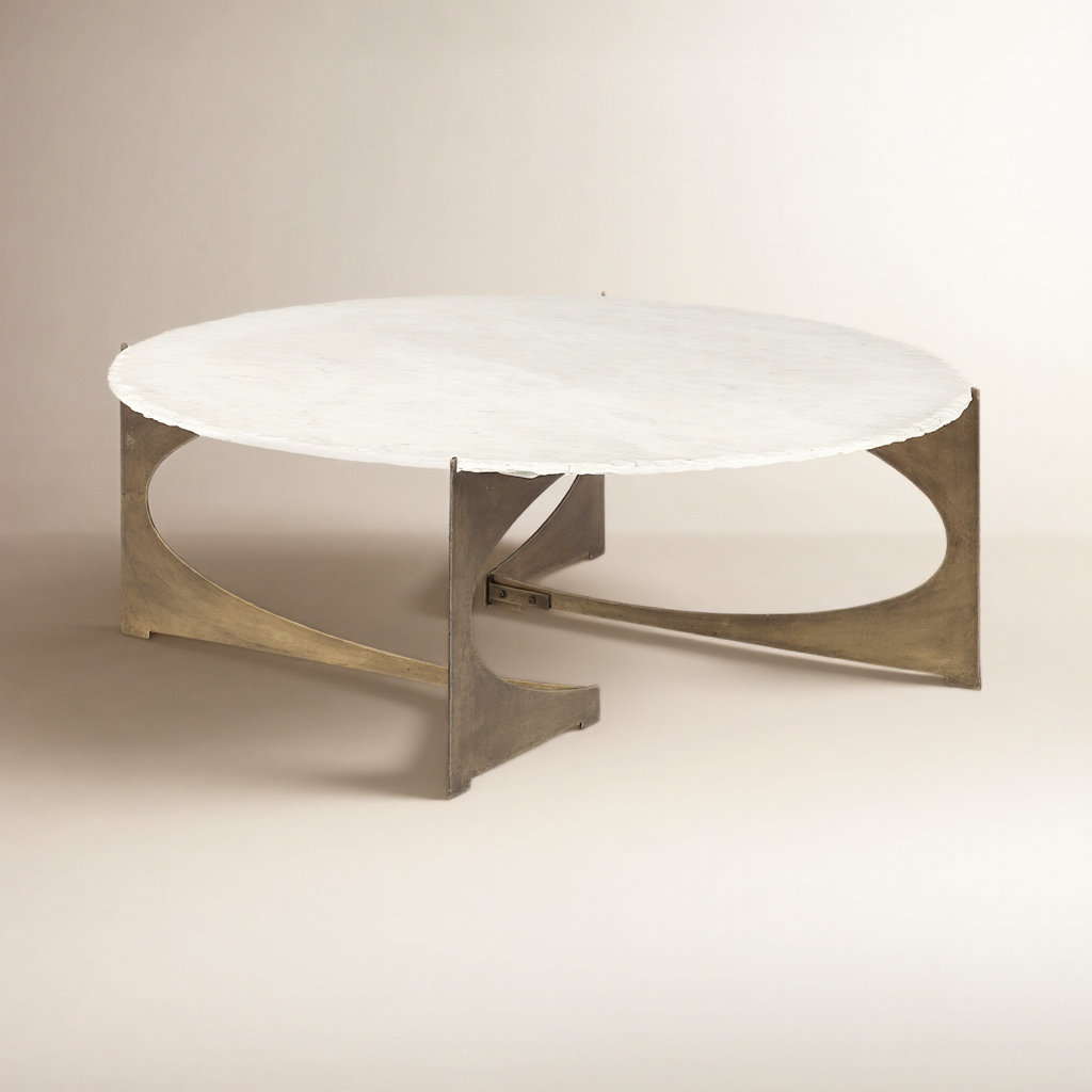 Giles Single Coffee Table, White Top/Antique Gold Base