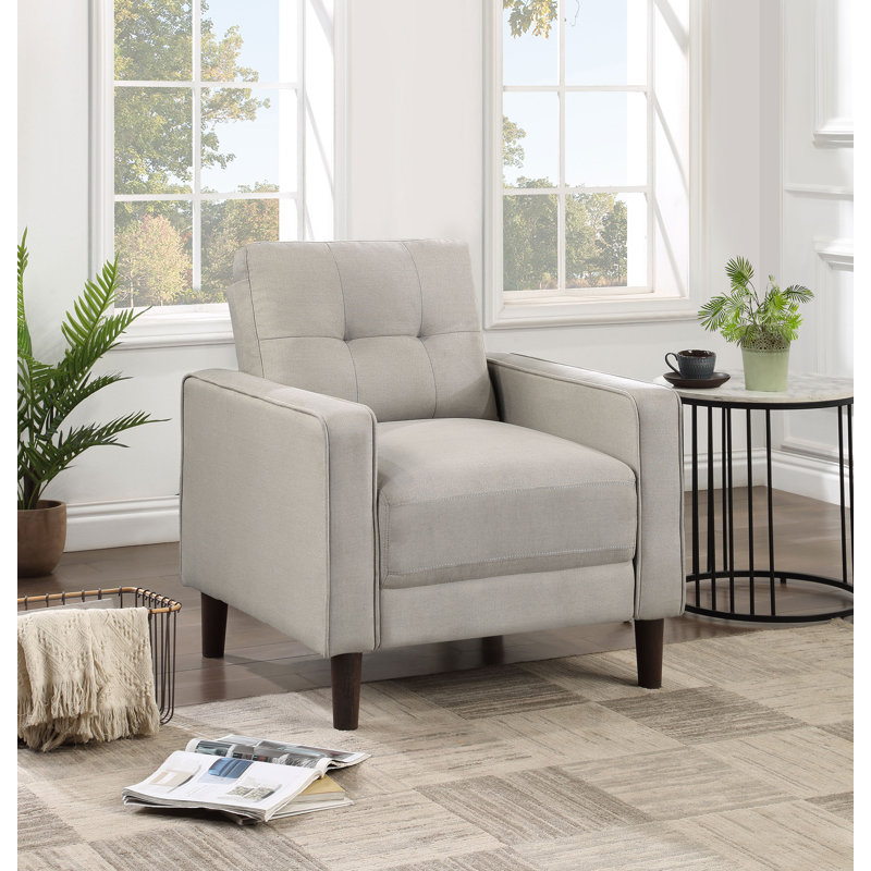 Fauteuil d'appoint capitonné Bowen Beige, Polyester beige