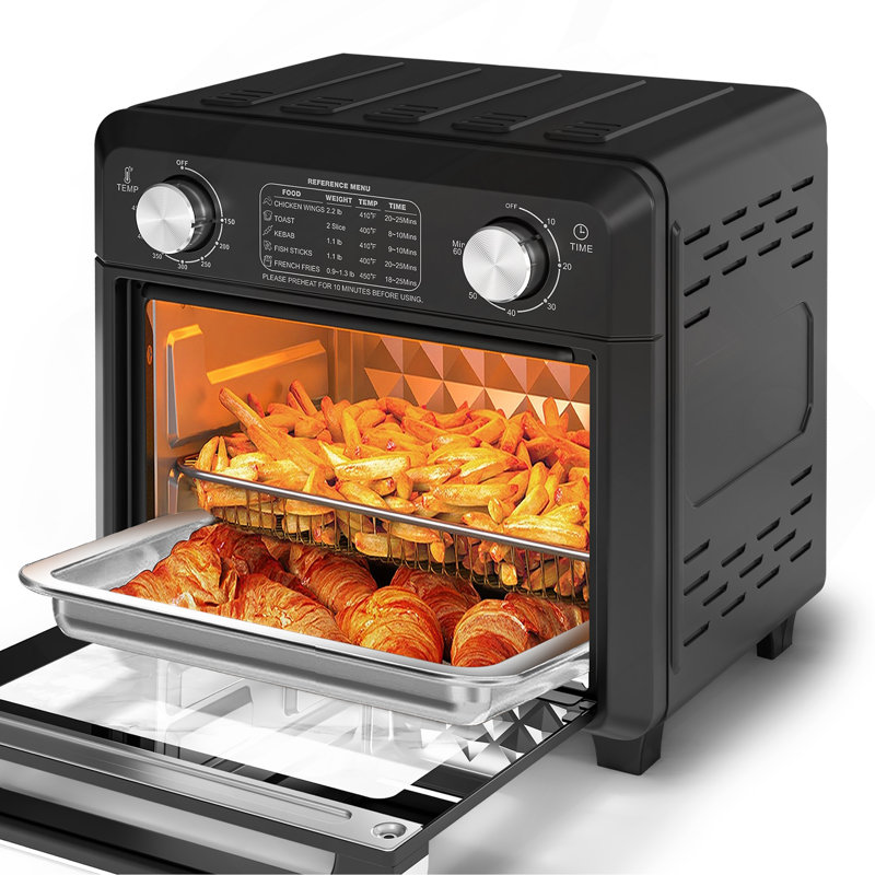 Compact Air Fryer Toaster Oven 11QT, 2 Slice Toast, Countertop Oven, Warm, Broil, Toast, Bake, Air Fry, Oil-Free,60-Minute Timer,1000W,Black