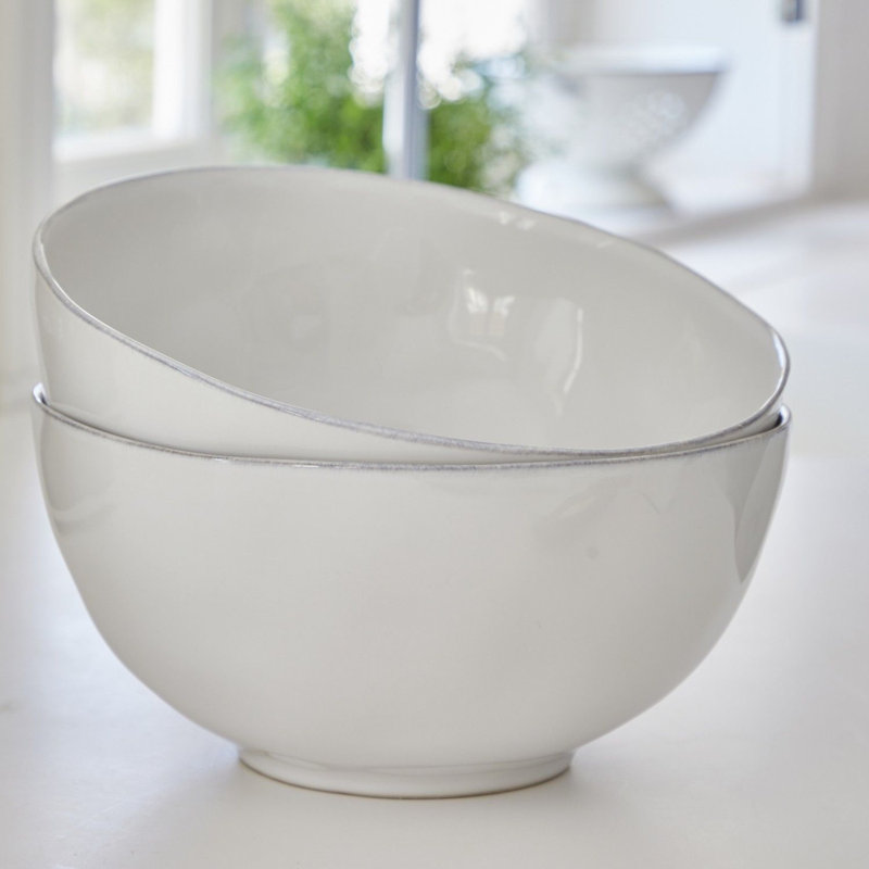 Livia Stoneware Serving Bowl, White